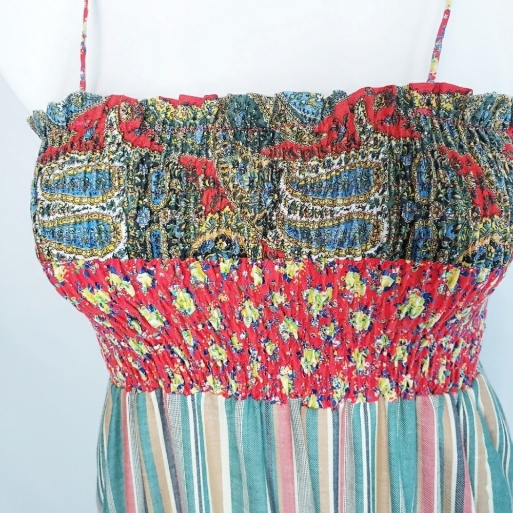 *Last Chance* Vintage Smocked Tiered Floral Midi Dress Boho Cottagecore - Picture 4 of 16